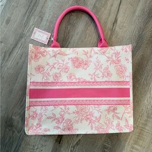 NWT Canvas Tote in the peony pink